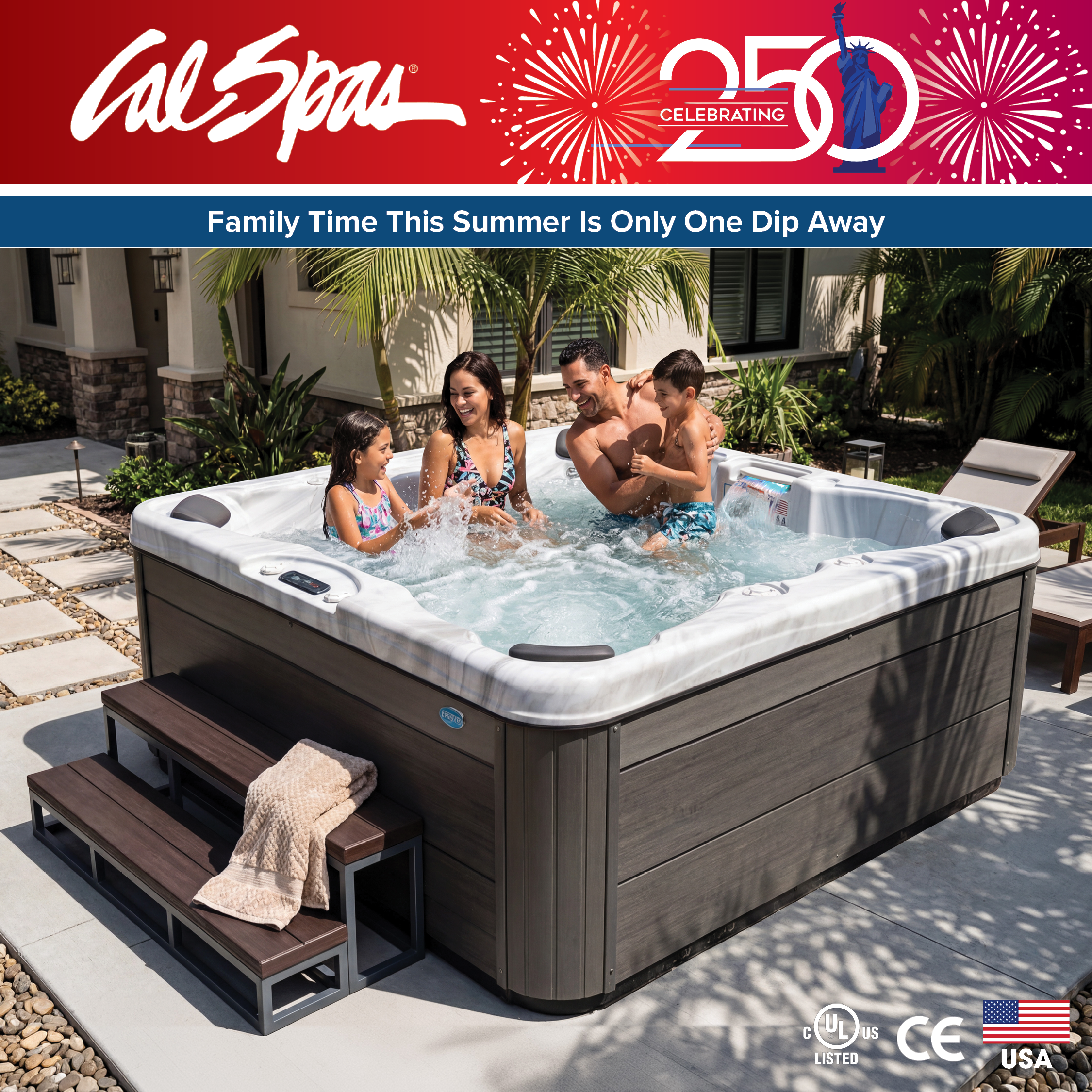 Calspas hot tub being used in a family setting - Cedar Park